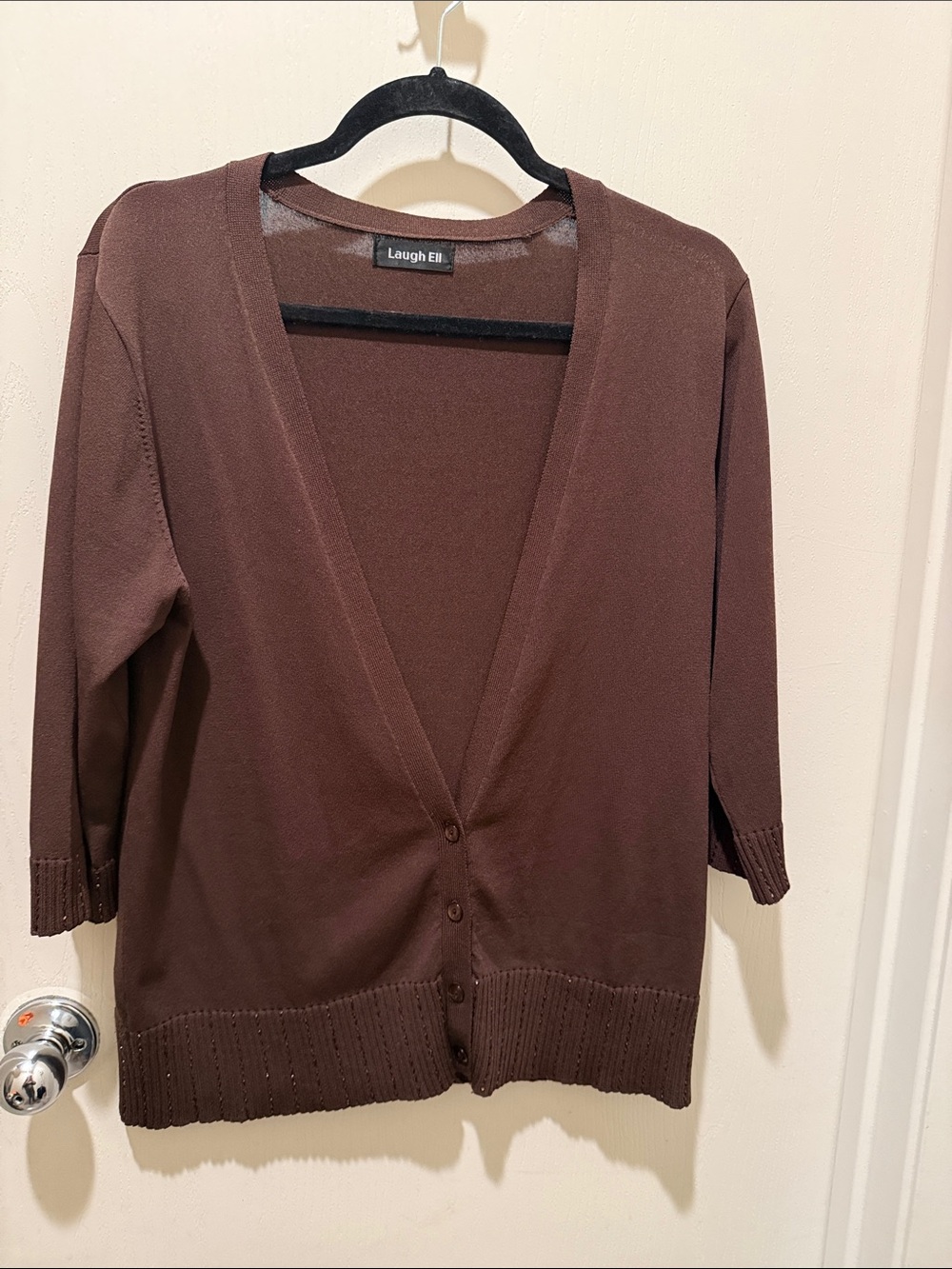 Women's Chocolate Brown V-Neck Button Front Sweater